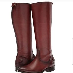 Frye Melissa Cognac Back Zipper Knee High Riding Boots